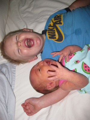 Braden loves his new sister.